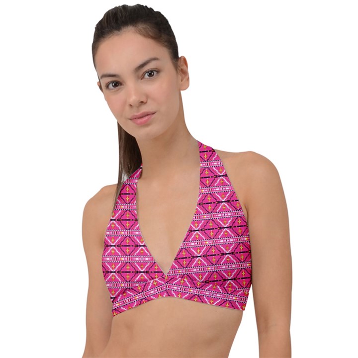 I 8 Halter Plunge Bikini Top