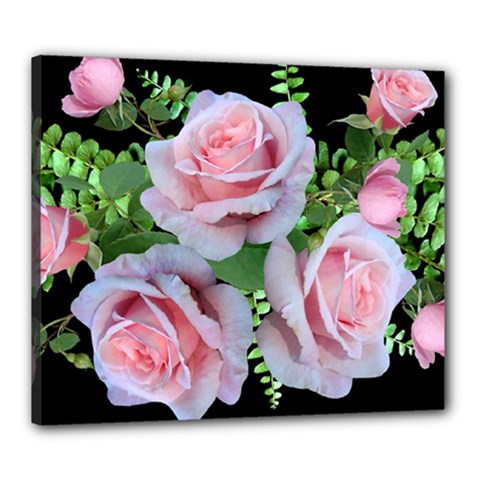 Roses Flowers Ferns Arrangement Canvas 24  X 20  (stretched) by Pakrebo