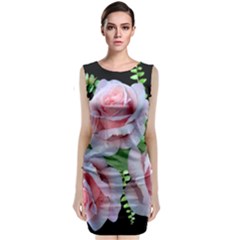 Roses Flowers Ferns Arrangement Sleeveless Velvet Midi Dress by Pakrebo