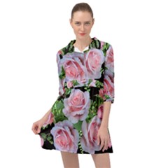 Roses Flowers Ferns Arrangement Mini Skater Shirt Dress