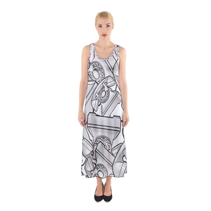 Phone Dial Communication Technology Sleeveless Maxi Dress