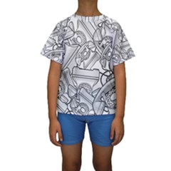 Phone Dial Communication Technology Kids  Short Sleeve Swimwear by Pakrebo