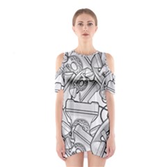 Phone Dial Communication Technology Shoulder Cutout One Piece Dress by Pakrebo