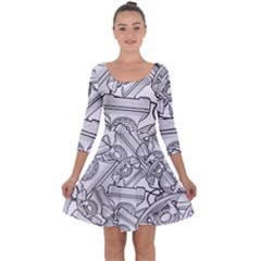 Phone Dial Communication Technology Quarter Sleeve Skater Dress