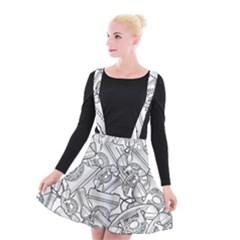 Phone Dial Communication Technology Suspender Skater Skirt by Pakrebo