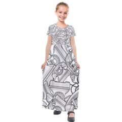 Phone Dial Communication Technology Kids  Short Sleeve Maxi Dress by Pakrebo