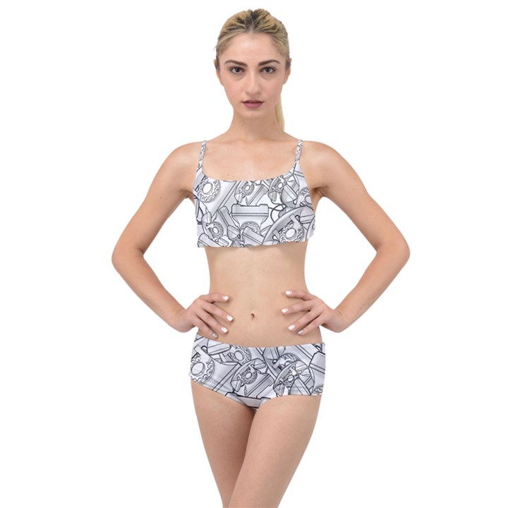 Phone Dial Communication Technology Layered Top Bikini Set