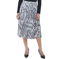 Phone Dial Communication Technology Classic Velour Midi Skirt  by Pakrebo