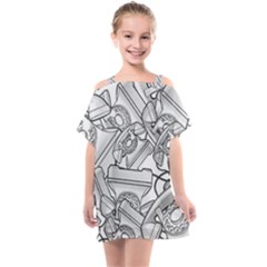 Phone Dial Communication Technology Kids  One Piece Chiffon Dress by Pakrebo