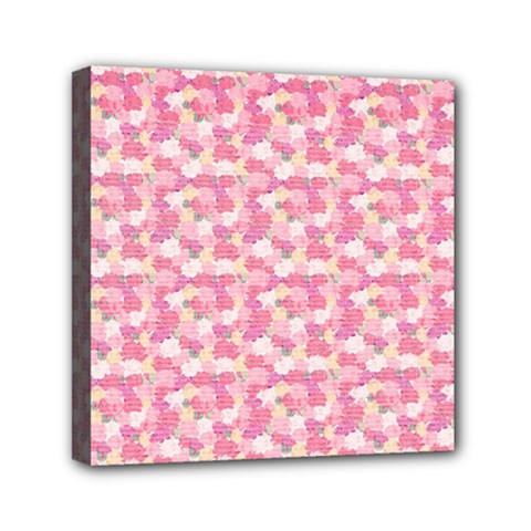 Peony Pattern Pink Scrapbooking Mini Canvas 6  X 6  (stretched) by Pakrebo