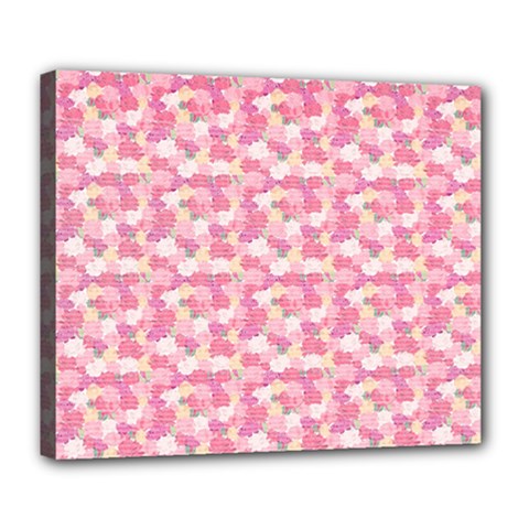 Peony Pattern Pink Scrapbooking Deluxe Canvas 24  X 20  (stretched) by Pakrebo