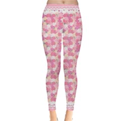 Peony Pattern Pink Scrapbooking Leggings  by Pakrebo