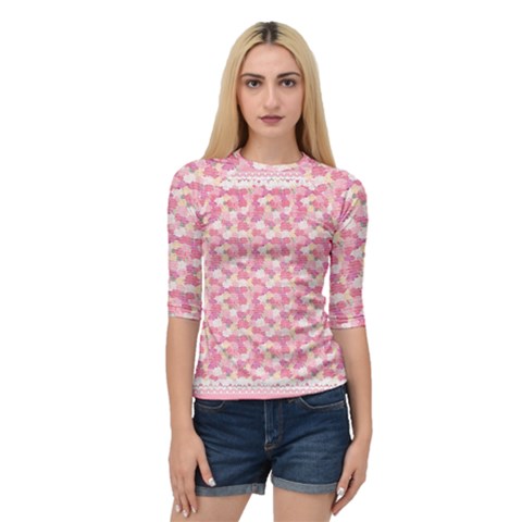 Peony Pattern Pink Scrapbooking Quarter Sleeve Raglan Tee by Pakrebo