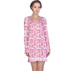 Peony Pattern Pink Scrapbooking Long Sleeve Nightdress by Pakrebo