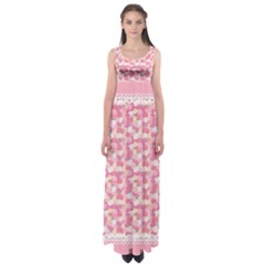 Peony Pattern Pink Scrapbooking Empire Waist Maxi Dress by Pakrebo