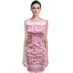 Peony Pattern Pink Scrapbooking Classic Sleeveless Midi Dress by Pakrebo