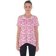 Peony Pattern Pink Scrapbooking Cut Out Side Drop Tee by Pakrebo