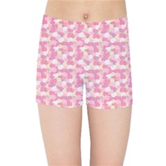 Peony Pattern Pink Scrapbooking Kids  Sports Shorts by Pakrebo