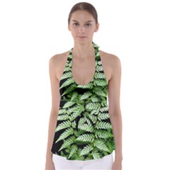 Fern Plant Leaf Green Botany Babydoll Tankini Top by Pakrebo