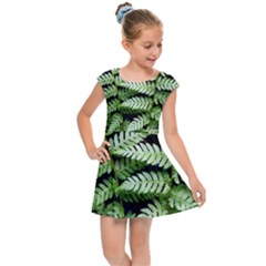 Fern Plant Leaf Green Botany Kids  Cap Sleeve Dress by Pakrebo