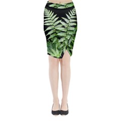 Fern Plant Leaf Green Botany Midi Wrap Pencil Skirt by Pakrebo