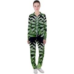 Fern Plant Leaf Green Botany Casual Jacket And Pants Set by Pakrebo