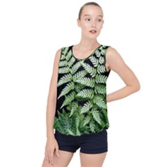 Fern Plant Leaf Green Botany Bubble Hem Chiffon Tank Top by Pakrebo