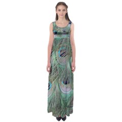 Peacock Feather Pattern Plumage Empire Waist Maxi Dress by Pakrebo