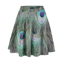 Peacock Feather Pattern Plumage High Waist Skirt by Pakrebo