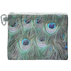 Peacock Feather Pattern Plumage Canvas Cosmetic Bag (xxl) by Pakrebo