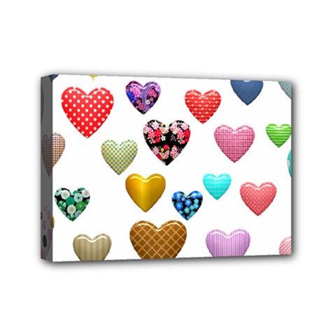 Hearts Puffy Shiny Love Sticker Mini Canvas 7  X 5  (stretched) by Pakrebo