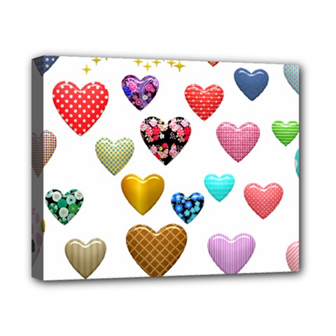 Hearts Puffy Shiny Love Sticker Canvas 10  X 8  (stretched) by Pakrebo