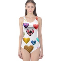 Hearts Puffy Shiny Love Sticker One Piece Swimsuit by Pakrebo