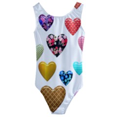 Hearts Puffy Shiny Love Sticker Kids  Cut-out Back One Piece Swimsuit by Pakrebo