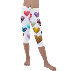 Hearts Puffy Shiny Love Sticker Kids  Lightweight Velour Capri Leggings  by Pakrebo