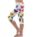 Hearts Puffy Shiny Love Sticker Kids  Lightweight Velour Capri Leggings  View2