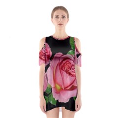 Roses Flowers Arrangement Garden Shoulder Cutout One Piece Dress by Pakrebo