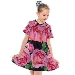 Roses Flowers Arrangement Garden Kids  Short Sleeve Shirt Dress