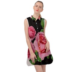 Roses Flowers Arrangement Garden Sleeveless Shirt Dress by Pakrebo