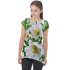 Lilies Flowers Perfume Arrangement Cap Sleeve High Low Top by Pakrebo