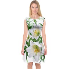 Lilies Flowers Perfume Arrangement Capsleeve Midi Dress by Pakrebo