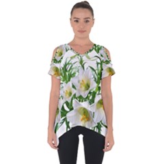 Lilies Flowers Perfume Arrangement Cut Out Side Drop Tee by Pakrebo