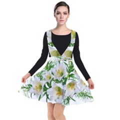 Lilies Flowers Perfume Arrangement Plunge Pinafore Dress by Pakrebo