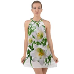 Lilies Flowers Perfume Arrangement Halter Tie Back Chiffon Dress by Pakrebo