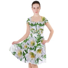 Lilies Flowers Perfume Arrangement Cap Sleeve Midi Dress by Pakrebo