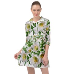 Lilies Flowers Perfume Arrangement Mini Skater Shirt Dress by Pakrebo