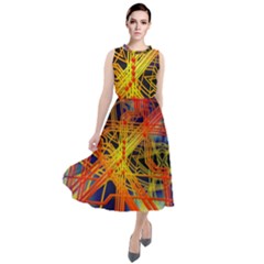 Board Circuits Control Center Trace Round Neck Boho Dress by Pakrebo