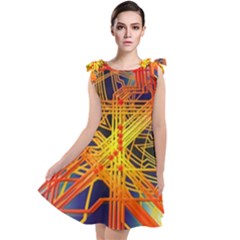 Board Circuits Control Center Trace Tie Up Tunic Dress by Pakrebo