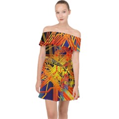 Board Circuits Control Center Trace Off Shoulder Chiffon Dress by Pakrebo