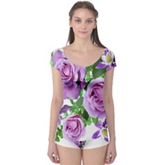 Flowers Roses Aquilegias Ferns Boyleg Leotard  by Pakrebo